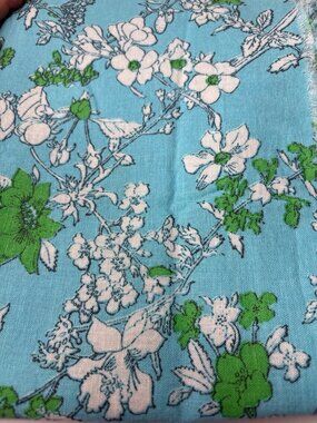 Joann Floral Cotton Fabric 17x50" Blue Green White Sewing Craft Material
